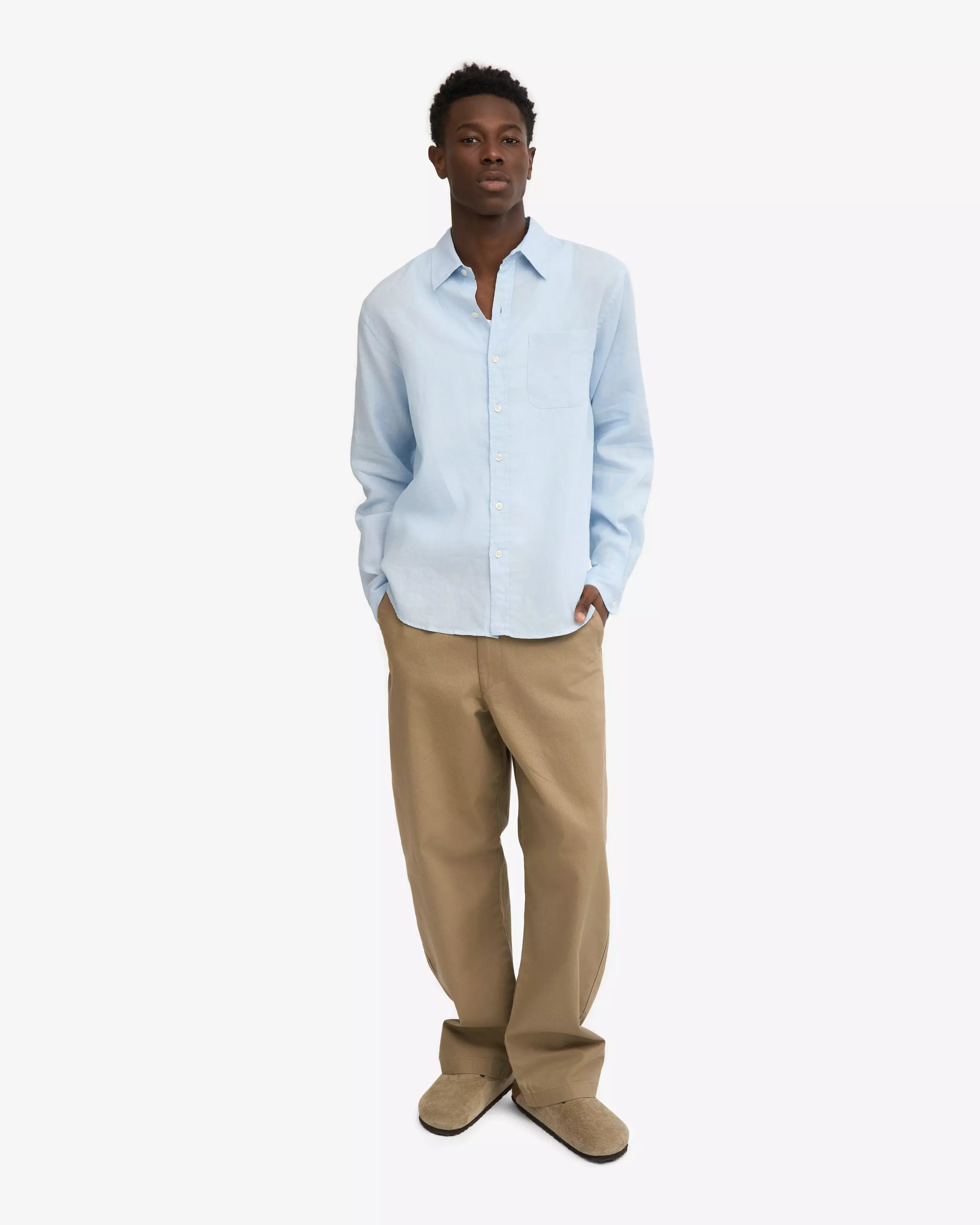 Colorful Standard Polar Blue Leinenhemd Herren hellblau